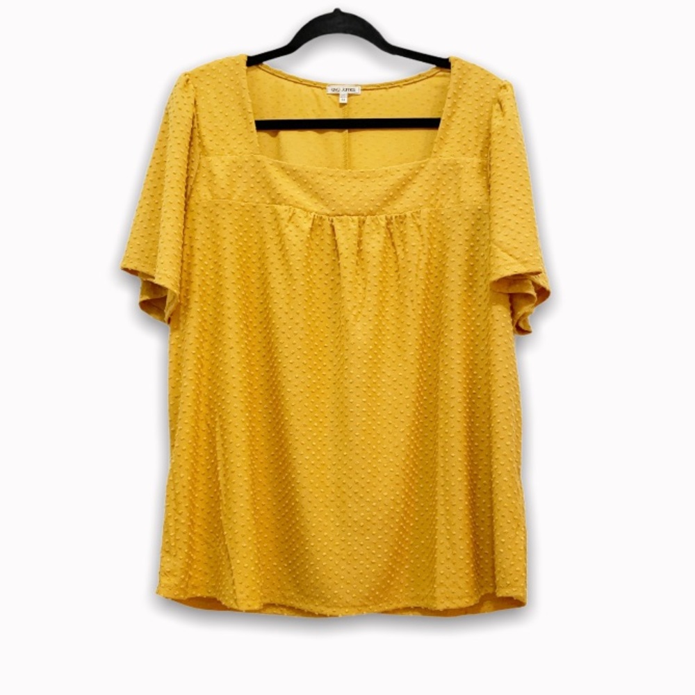 Ava James Flutter Sleeve Square Neck Top
